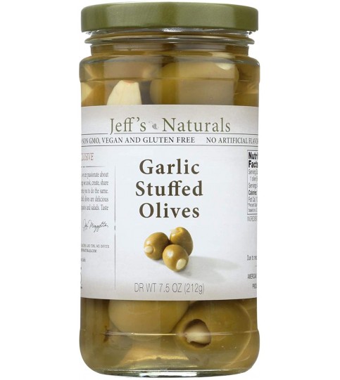 Jeff's Naturals Garlic Stfd Olives (6x7.5OZ )