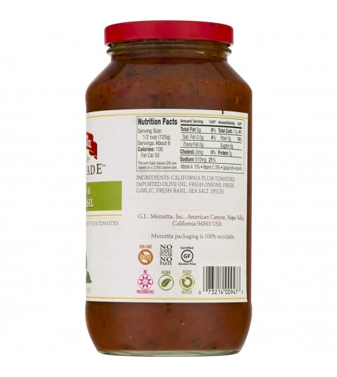 Mezzetta Tomato Basil Sauce (6x25Oz)