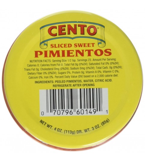 Cento Sliced Pimentos (12x4 Oz)