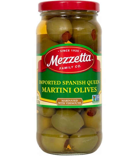 Mezzetta Spanish Queen Martini Olives Marinated Dry Vermouth (6x10Oz)