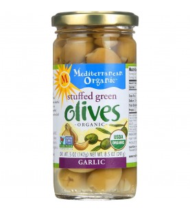 Mediterranean Organics Green Stuffed Garlic Olives (12x8.5 Oz)