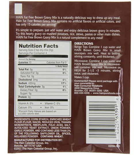 Hain Pure Foods Brown Gravy Mix Fat Free (24x.7 Oz)