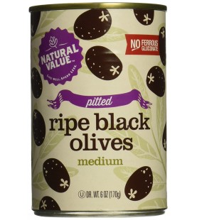 Natural Value Pitted Medium Black Olives (12x6Oz)