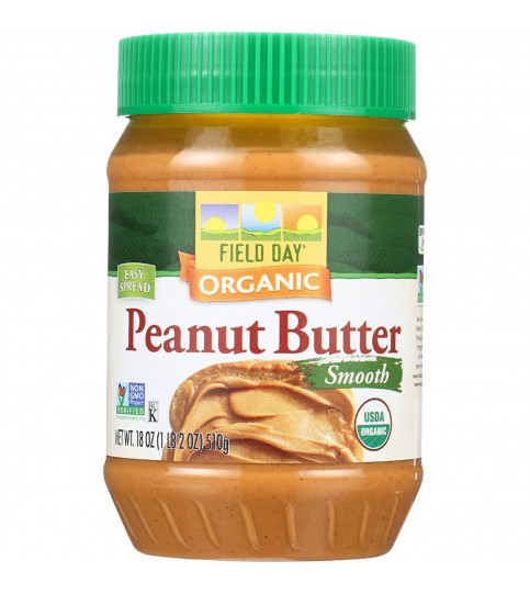 Field Day Organic Easy Spread Peanut Butter, Smooth, Salted (12x18Oz)