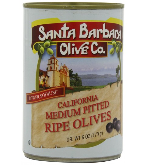 Santa Barbara Black Medium Pitted Olives (12x6 Oz)