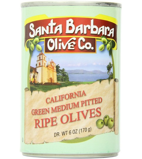 Santa Barbara Cal Green Pitted Olives (12x6 Oz)