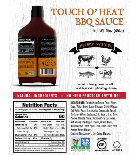 Rufus Teague Touch O Heat Bbq Sauce (6x16OZ )