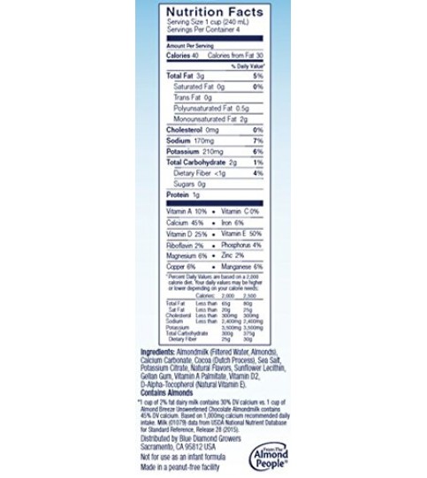 Blue Diamond Chocolate Almond Breeze Unsweetened (12x32 Oz)