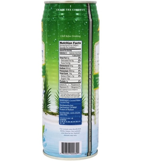 Zola Brazilian Fruits 100% Nat Coconut Water (12x17.5OZ )