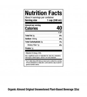 Pacific Natural Unsweetened Original Almond Beverage (12x32 Oz) 