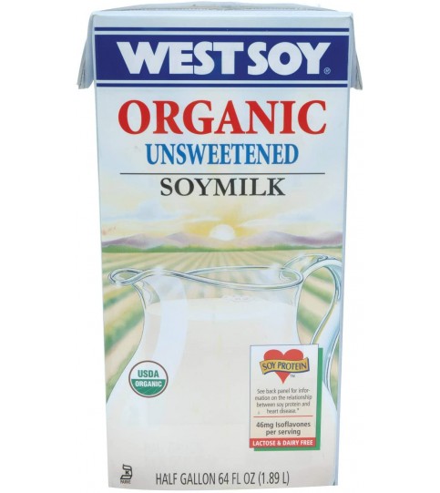 Westsoy Unsweetened Original Organic Soymilk (8x64 Oz)