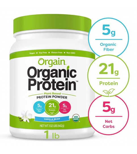 Orgain Organic Plant Based Protein Powder, Sweet Vanilla Bean (1X1.02 Lb )