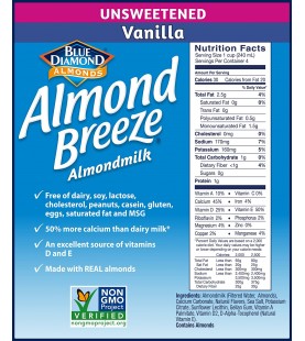 Blue Diamond Vanilla Almond Breeze Unsweetened (12x32 Oz)