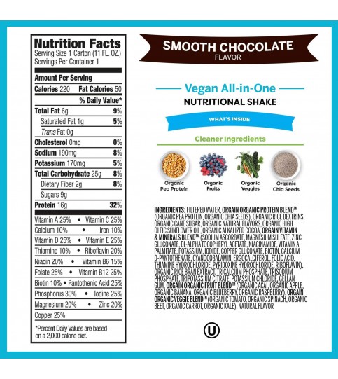 Orgain Shake, Smooth Chocolate Vegan (12X11 OZ)