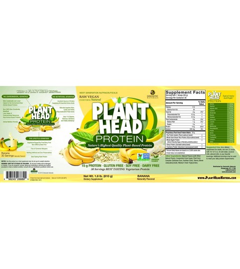 Genceutic Naturals Plant Head Protein Banana 1.8 lb