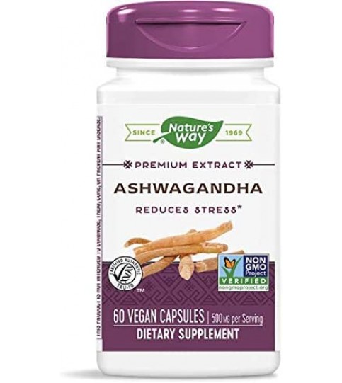 Nature's Way Ashwagandha, 500 mg per Serving, 60 Vcaps