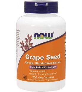 NOW Supplements, Grape Seed 100 mg, 200 Veg Capsules