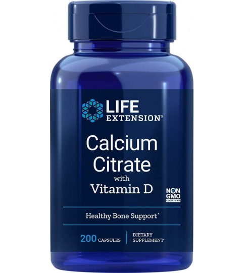 Life Extension Calcium Citrate with Vitamin D, 200 Capsules