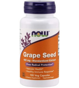 NOW Supplements, Grape Seed 100 mg, 100 Veg Capsules