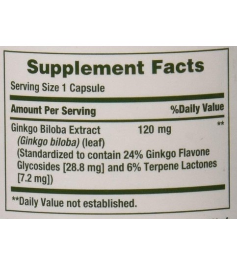 Nature's Bounty Ginkgo Biloba Pills and Herbal Supplement, 120mg, 100 Capsules