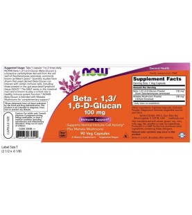 NOW Supplements, Beta 1,3/1,6- D-Glucan 100 mg, 90 Capsules