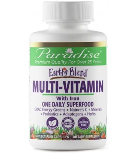 Paradise Herbs - Earth’s Blend Superfood Multivitamin With Iron - 60 Count