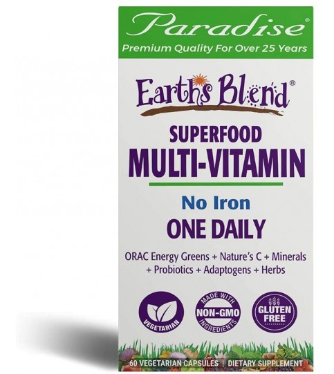 Paradise Herbs - Earth’s Blend Superfood Multivitamin No Iron - 60 Count