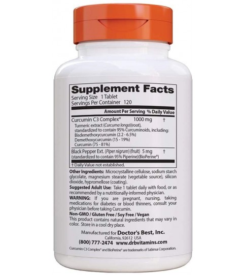 Doctor's Best Curcumin From Turmeric Root, 1000 mg, 120 Tablets