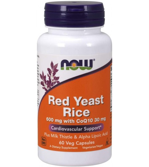 NOW Supplements, Red Yeast Rice with CoQ10, plus Milk Thistle & Alpha Lipoic Acid, 60 Veg Capsules