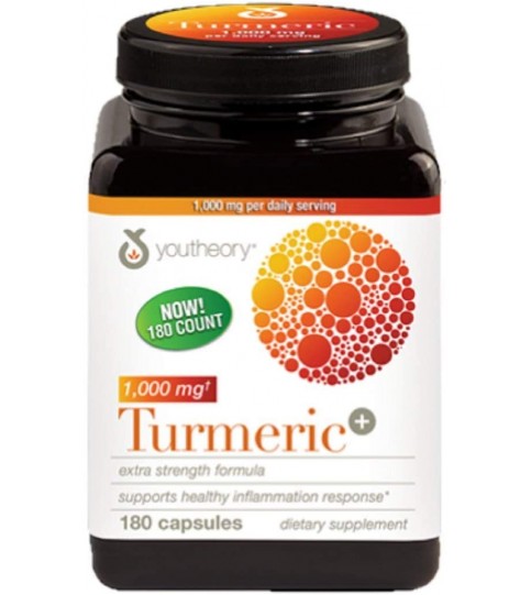 Youtheory Turmeric Extra Strength Formula Capsules 1,000 mg per Daily, 180 Count