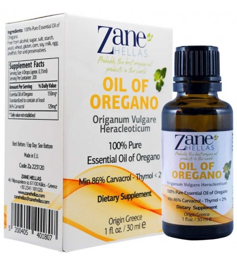 Zane Hellas 100% Undiluted Oregano Oil, 1 fl. oz.- 30ml.