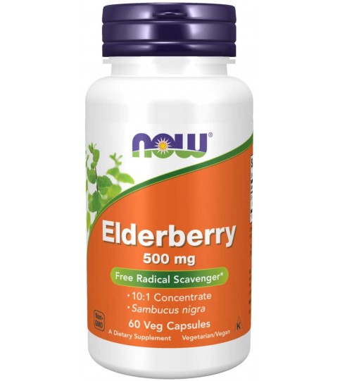 NOW Supplements, Elderberry 500 mg, 10:1 Concentrate, 60 Veg Capsules