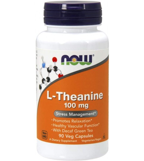 NOW Supplements, L-Theanine 100 mg, 90 Veg Capsules