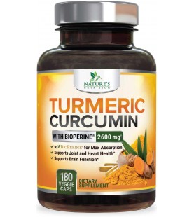 Turmeric Curcumin with Bioperine 95% Curcuminoids 2600mg - 180 Capsules
