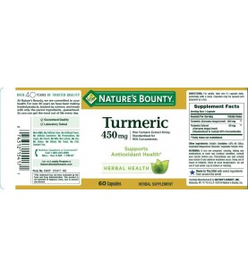 Nature's Bounty Turmeric Curcumin Caps, 60 ct, Green