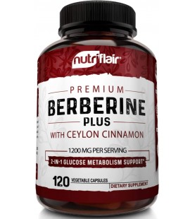 NutriFlair Premium Berberine 1200mg, True Ceylon Cinnamon - 120 Capsules