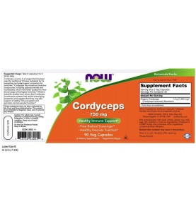 NOW Supplements, Cordyceps 750 mg, Healthy Immune Support, 90 Veg Capsules