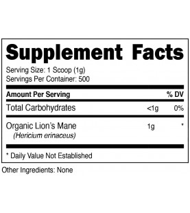 Nutricost Organic Lion's Mane Mushroom Powder 500 Grams 