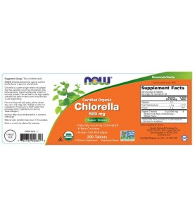 NOW Supplements, Organic Chlorella 500 mg, 200 Tablets