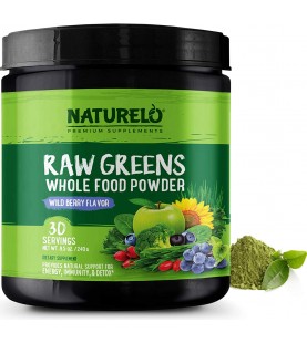 NATURELO Raw Greens Superfood Powder - 30 Servings