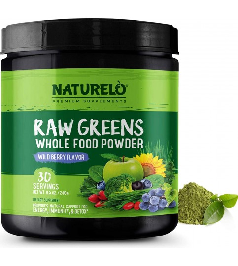 NATURELO Raw Greens Superfood Powder - 30 Servings