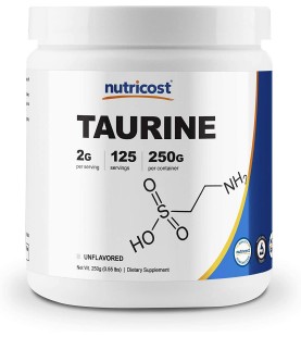 Nutricost Taurine Powder 250 Grams - 125 Servings, 2000mg