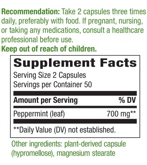 Nature's Way Premium Herbal Peppermint Leaf, 700 mg, 100 Capsules