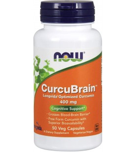 NOW Supplements, CurcuBrain 400 mg, 50 Veg Capsules