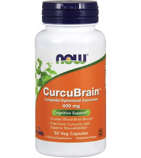 NOW Supplements, CurcuBrain 400 mg, 50 Veg Capsules