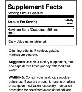 Swanson Premium Hawthorn Berries 250 Caps, 565 mg each