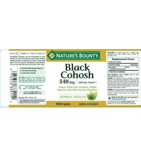 Nature's Bounty Black Cohosh Root Pills and Herbal Health Supplement, 540 mg, 100 Capsules