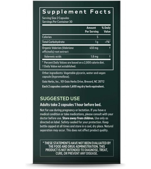 Gaia Herbs, Valerian Root, Sleep Support, 60 Count