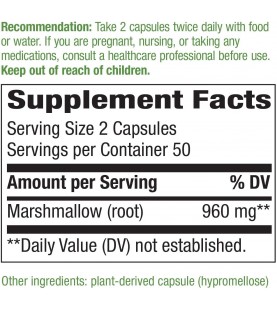 Nature's Way Premium Herbal Marshmallow Root, 960 mg, 100 Capsules