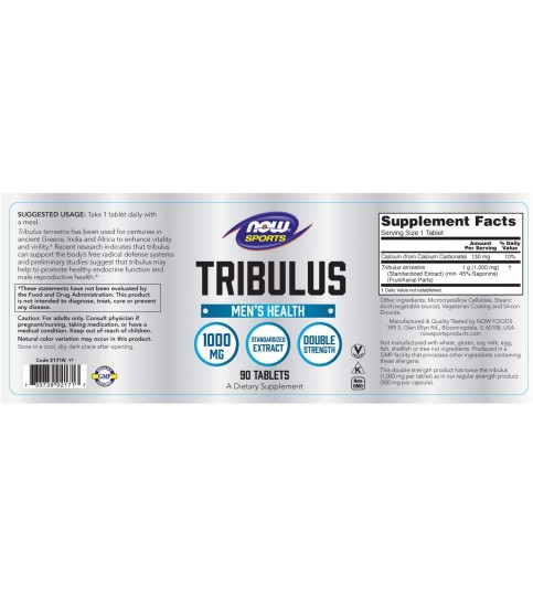 NOW Sports Nutrition, Tribulus 1,000 mg, 90 Tablets